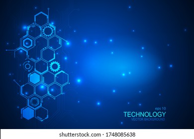 Abstract technology background Hi-tech communication concept with various technological elements, futuristic digital innovation background. vector illustration