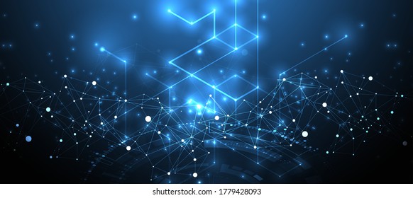 Resumen de los antecedentes tecnológicos. Concepto de comunicación de alta tecnología en un contexto de innovación digital futurista. Ilustración del vector