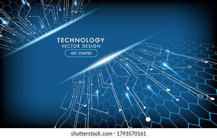 Abstract technology background Hi-tech communication concept, technology, digital business, innovation, science fiction scene vector illustration with copy-space.