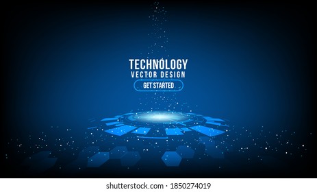 Abstract technology background Hi-tech communication concept, technology, digital business, innovation, science fiction scene vector illustration with copy-space.