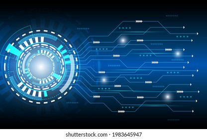 Resumen de antecedentes tecnológicos Concepto de comunicación de alta tecnología sobre fondo azul. Ilustración vectorial de tecnología moderna