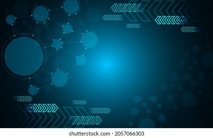 Abstract technology background Hitech communication concept. Dark blue background.