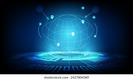 Fondo abstracto de la tecnología Concepto de comunicación de alta tecnología de la innovación digital futurista ilustración vectorial de fondo, círculo brillante y brillar la luz dentro.