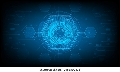 Fondo Abstractas de la tecnología Concepto de comunicación de alta tecnología Ilustración vectorial de fondo futurista de innovación digital, círculo brillante y brillar la luz dentro.