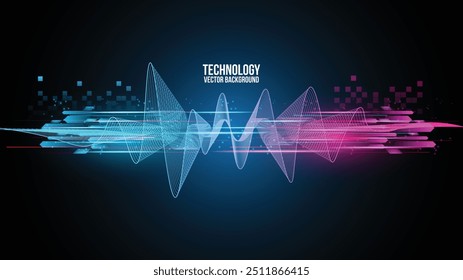 Abstractas Concepto futurista de la comunicación del ecualizador de la alta tecnología, tecnología, negocio digital, innovación, Ilustración vectorial de la escena de la ciencia ficción con el espacio de la copia.