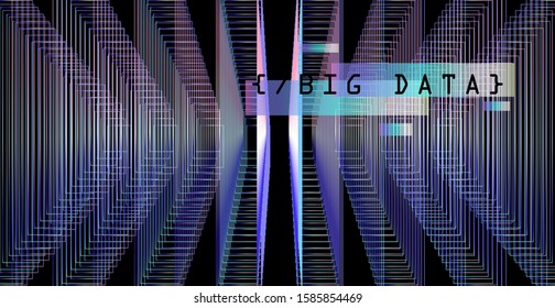 Abstract technology background with holographic geometric composition. Concept of Big Data, Artificial Intellegence, Neural Network.