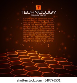 Abstract technology background with honeycomb texture. Vector illustration.