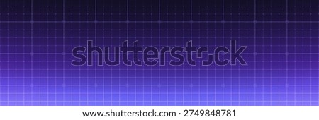 Abstract technology background. HUD with glowing grid, square nodes and purple blue gradient. Futuristic digital backdrop for data, innovation, interface or tech presentation. Vector Illustration.