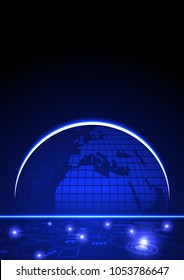 Abstract technology background with icons and small bubble light