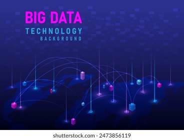 Abstract Technology Background Innovation in connecting and searching for big data Going around the world by computer network system using the internet.