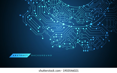 Abstract technology background - lines and dots connection digital data and big data concept - vector blue