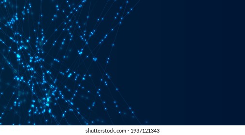 Abstract technology background with lines and glowing dots