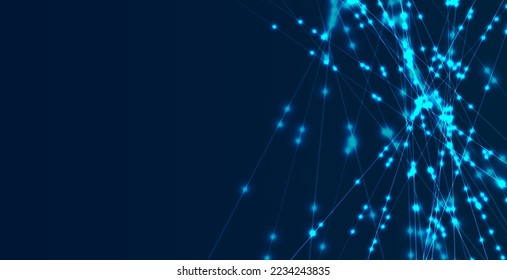 Abstract technology background with lines and glowing dots