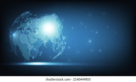 Abstract technology background with Map world representing the global network concept, Vector illustration