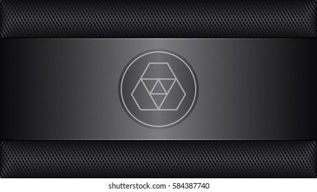 Abstract Technology Background with Metal Grid. Vector Banner with Space for Your Logo and Slogan