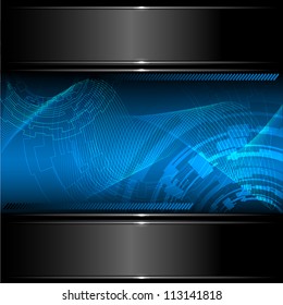 Abstract technology background with metallic banner. Vector eps10.