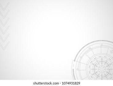 Abstract technology background. Modern technology concept. Gray lines design on white background. Circle engeneering drawing. Template for presentation, banner, flyer, report, business A4 Vector EPS10