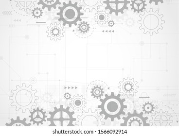 Abstract Technology Background. Modern Engineering, Futuristic, Science Communication Concept. Vector Illustration