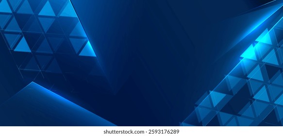 Abstract technology background, modern polygon blue tech banner, corporate business concept, hi-tech abstract background  for presentation business or tech event poster EPS 10