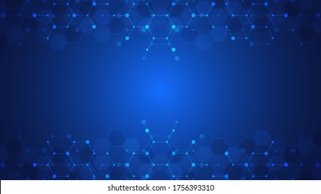 Abstract technology background of molecules. Molecular structures or chemical engineering, genetic research, innovation technology. Scientific, technical, or medical concept. Vector illustration.