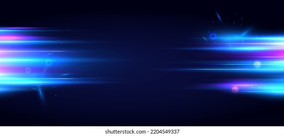 Abstract technology background with motion neon light effect.Vector illustration.