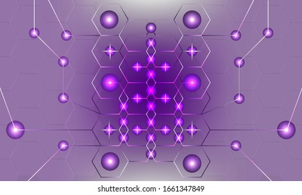 Abstract technology background. Neural networks background with particles and atoms. Technological and science concept. Vector illustration.