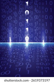 Abstract technology background numbers computer download vector graphic illustration design algorithm network communication telecoms programmer fiber data internet online wireless wifi neon blue light