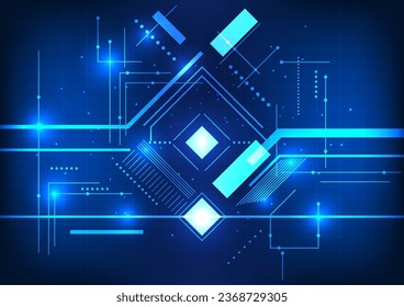 Fondo de la tecnología abstracta Las formas geométricas y los elementos de líneas superpuestas añaden interés. Énfasis en la moderna alta tecnología Adecuada para el trabajo relacionado con la tecnología. Usar como afiches, fondos de pantalla