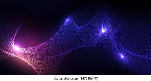 Abstract technology background. Particle Mist network Cyber security Vector illustration.