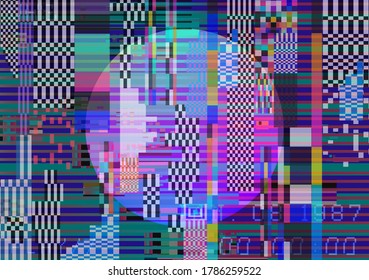 Abstract technology background with pixel noise compression artifacts.  Glitched screen with digital datamoshing effect, damaged VHS tape.