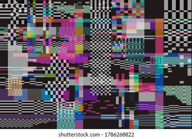Abstract technology background with pixel noise compression artifacts.  Glitched screen with digital datamoshing effect, damaged VHS tape.