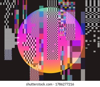 Abstract technology background with pixel noise compression artifacts.  Glitched screen with digital datamoshing effect.