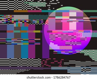 Abstract technology background with pixel noise compression artifacts.  Glitched screen with digital datamoshing effect, damaged VHS tape.