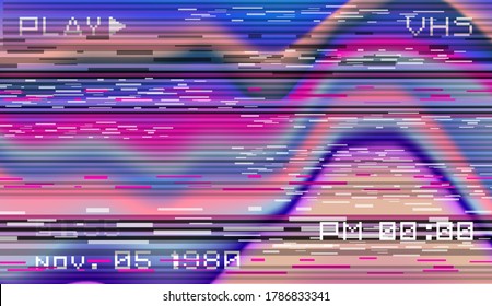 Abstract technology background with pixel noise compression artifacts. Glitched screen with digital datamoshing effect like retro look of an old damaged VHS tape.