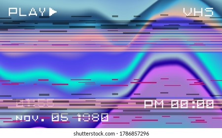 Abstract technology background with pixel noise compression artifacts. Glitched screen with digital datamoshing effect like retro look of an old damaged VHS tape.