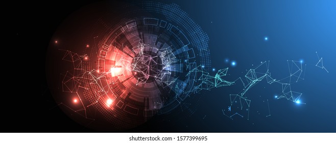 Abstract technology background with plexus effect. Vector illustration. 