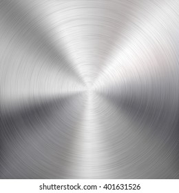 Abstract Technology Background With Polished, Brushed Circular Metal Texture, Chrome, Silver, Steel, Aluminum For Design Concepts, Web, Prints, Posters, Wallpapers, Interfaces. Vector Illustration.