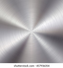 Abstract technology background with polished, brushed circular metal texture, chrome, silver, steel, aluminum for design concepts, web, prints, posters, wallpapers, interfaces. Vector illustration.