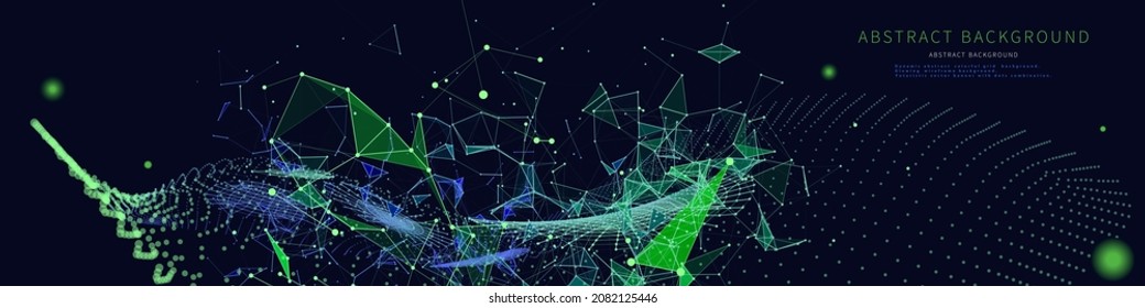 Abstract technology background with polygonal color grid technology. Analytics algorithms data. Computing concept.  Banner for business, science and technology. 