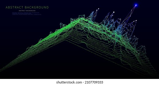 Abstract technology background with polygonal diagram grid on dark. Analytics data algorithms. Computing concept. Big Data. Banner for business, science and technology. 
