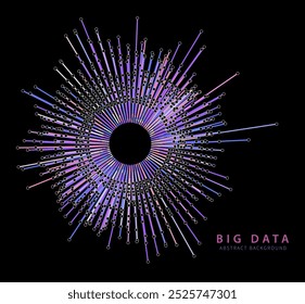Resumo da tecnologia. Gráfico radial conectou linhas e pontos. Conceito de dados científicos de análise. Big Data Ilustração vetorial.