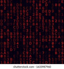 Abstract Technology Background. Red filled hexadecimal background. Small sized seamless pattern. Beautiful vector illustration.