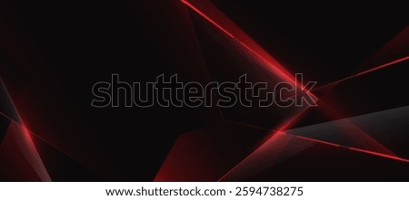 Abstract technology background, red lines with black polygon elegant background vector illustration for banner business presentation
