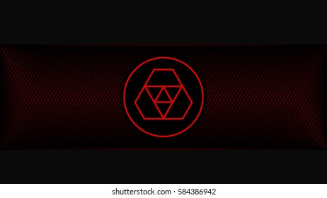 Abstract Technology Background with Red Metal Grid. Vector Banner with Space for Your Logo and Slogan