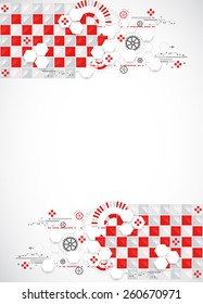 Abstract technology background with red squares and elements. Vector