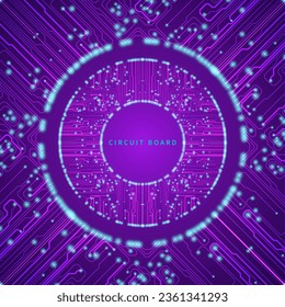 Abstract technology background with round circuit board. Artificial Intelligence illustration. Graphic concept for your design