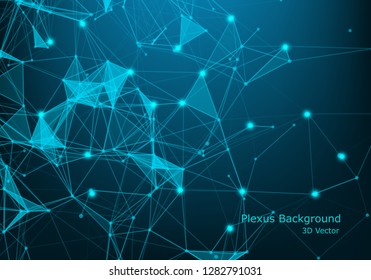 Abstract technology background. Science background. Big data. Background vector. Plexus effect. Network connection structure. Vector illustration. - Vector