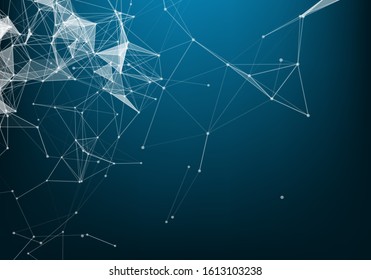Abstract technology background. Science Big data. Background vector. Plexus effect. Network connection structure.