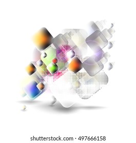 Abstract technology background with screens and halftone