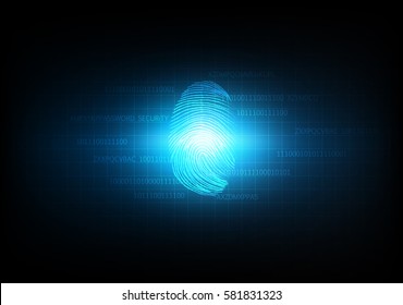 Abstract technology background for security and privacy system with fingerprint, Vector illustration